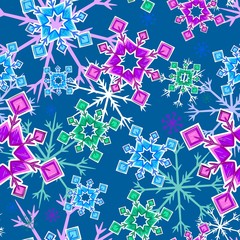 Winter Seamless Pattern with  snowflakes. Vector illustration. 