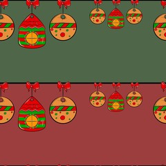 New Year Seamless Pattern with  christmas toys. Vector illustration. 