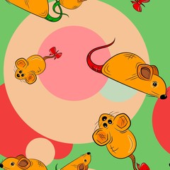 Seamless Pattern with rats and mouses. Vector illustration. 