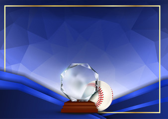 Baseball Certificate Diploma With Glass Trophy Vector. Sport Vintage Appreciation. Modern Gift. Print Blank. A4 Horizontal. Event Illustration