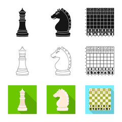 Isolated object of checkmate and thin logo. Set of checkmate and target stock symbol for web.