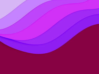 Paper art cartoon abstract waves. Paper carve background. Modern origami design template. Vector illustration. 3d paper layers