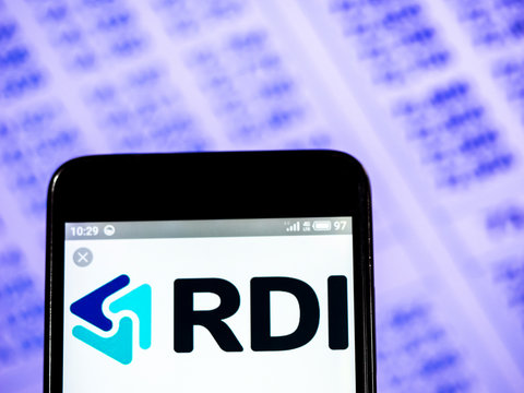  Kiev, Ukraine, March 20, 2019, illustrative editorial. RDI REIT plc company logo seen displayed on smart phone.