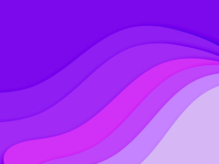 Paper art cartoon abstract waves. Paper carve background. Modern origami design template. Vector illustration. 3d paper layers