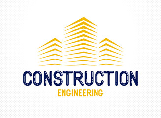 Building construction design element vector logo or icon, real estate realty theme, office building.