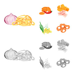 Isolated object of taste and seasonin icon. Set of taste and organic stock vector illustration.