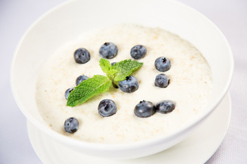 porridge with nuts and blueberries