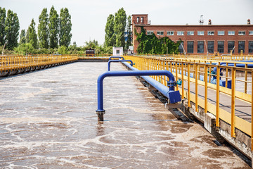Wastewater treatment plant. Tanks for aeration and cleaning of sewage mass