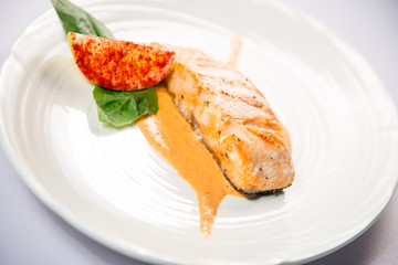 grilled salmon with sauce