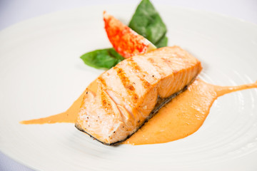 grilled salmon with sauce