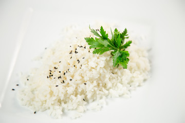 white rice on white background