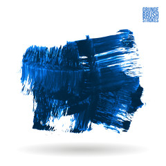 Fototapeta premium Blue brush stroke and texture. Grunge vector abstract hand - painted element. Underline and border design.