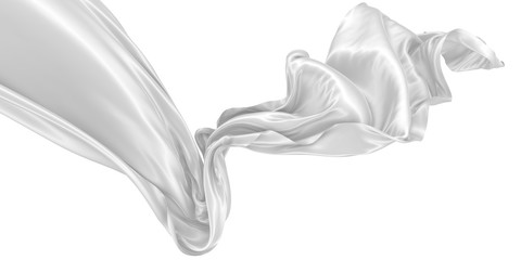 Wavy fabric on a white background. 3D rendering.