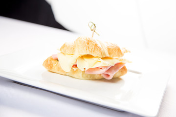 croissant with salmon on a white background