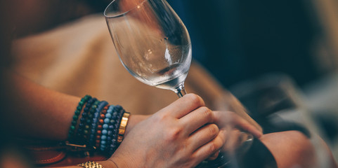 Wine glass white and rose image for banner advertorial website cover brochure template mock-up