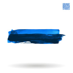 Fototapeta premium Blue brush stroke and texture. Grunge vector abstract hand - painted element. Underline and border design.