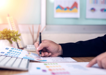 Asian business woman checklist Business graph at home office.,Concept to checklist.