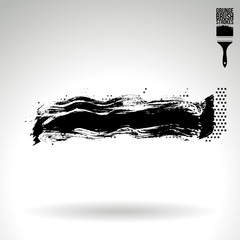 Fototapeta premium Black brush stroke and texture. Grunge vector abstract hand - painted element. Underline and border design.
