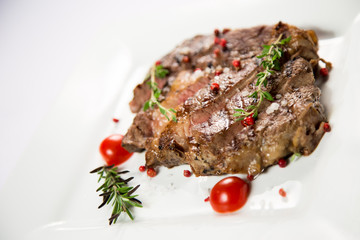 beef steak on a white background