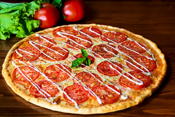 pizza with mushrooms and sausage