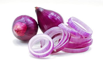 Red onion isolated on white background