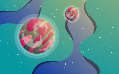 space background with abstract shape and planets. Web design. space exploring. vector illustration