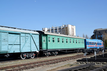 KALININGRAD, RUSSIA. A car-dining room converted from a 1950s passenger car. Museum of History of Kaliningrad Railway