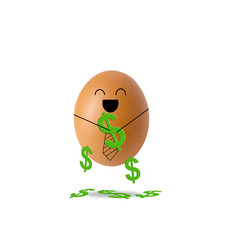Businessman egg hold dollar on white background