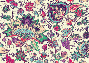 Paisley. Naadloos textiel bloemenpatroon met oosters paisley ornament.