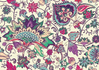 Deurstickers Paisley Paisley. Naadloos textiel bloemenpatroon met oosters paisley ornament.