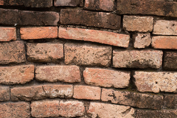 Obraz premium Old historical Asian red brick wall background close up