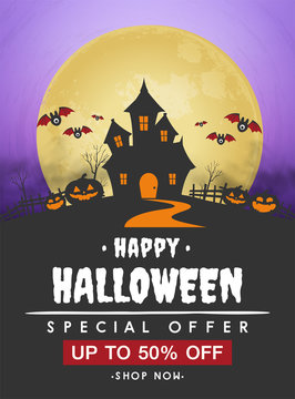 happy halloween day background, pumpkin monster vector design