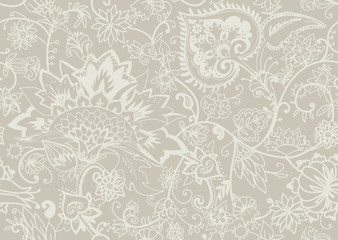 Image of Paisley. Seamless Textile floral pattern with oriental paisley ornament. printed on Printed Glass Splashbacks