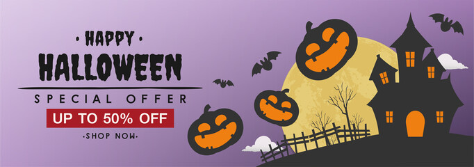 happy halloween day banner vector design 2019