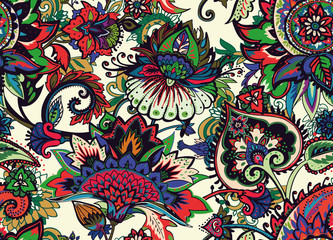 Image of Paisley. Seamless Textile floral pattern with oriental paisley ornament. printed on Printed Glass Splashbacks
