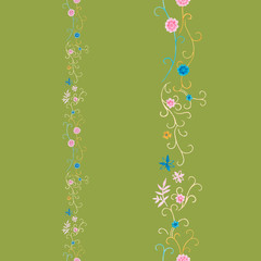 Tea green modern illustration plate decoration. Tea rose and clematis natural petals. Varicolored feminine fabric design. Renaissance flower art. Floral seamless pattern for Mediterranean decor