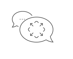 Maximize arrow line icon. Chat bubble design. Full screen symbol. Maximise Navigation sign. Outline concept. Thin line maximize icon. Vector