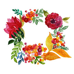 watercolor flowers bouquet wreath illustration 