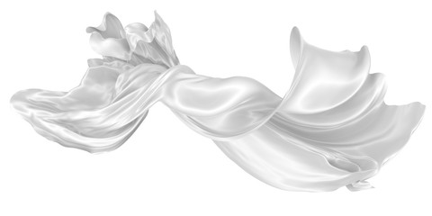 Wavy fabric on a white background. 3D rendering.