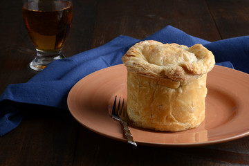 meat pub pie with a fork