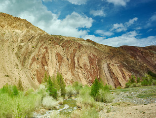 Red mountains in Kyzyl-Chin valley