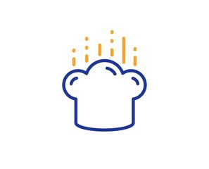 Chef sign. Cooking hat line icon. Food preparation symbol. Colorful outline concept. Blue and orange thin line cooking hat icon. Vector