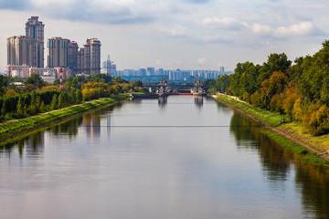 Fototapeta premium View of the Moscow Canal between the Moscow and Volga rivers