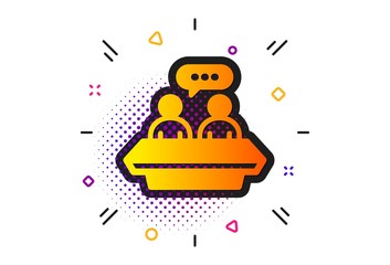 Collaboration sign. Halftone circles pattern. Employees talk icon. Development partners symbol. Classic flat employees talk icon. Vector