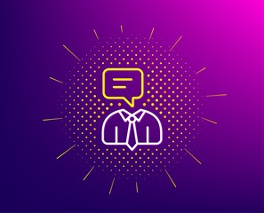 Human talking line icon. Halftone pattern. Conversation sign. Communication speech bubble symbol. Gradient background. Support service line icon. Yellow halftone pattern. Vector