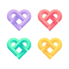Graphic hearts logo icons set