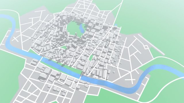 3d animated map of a city building up in 4K resolution