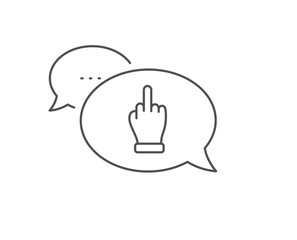 Middle finger hand line icon. Chat bubble design. Palm gesture symbol. Outline concept. Thin line middle finger icon. Vector
