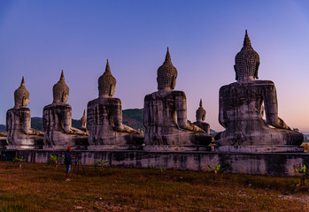 Fototapeta na wymiar Big buddha stature with color of sky twilight, Public in thailand