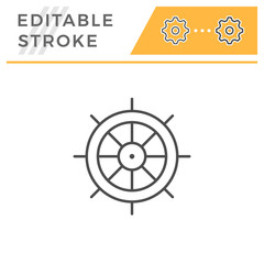 Obraz premium Ship steering wheel editable stroke line icon